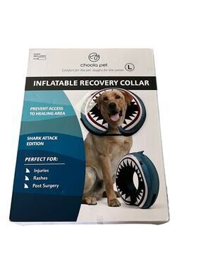 Choola Pet Inflated Recovery Collar Shark Attack Design Large Dog